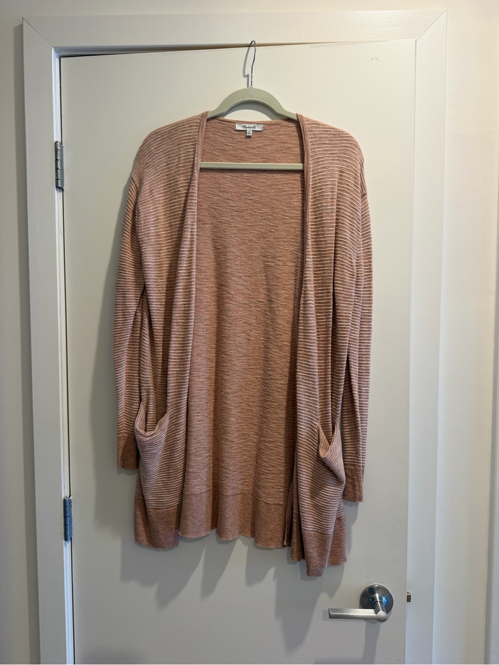 Madewell Dusty Rose Open-Front Ribbed Cardigan